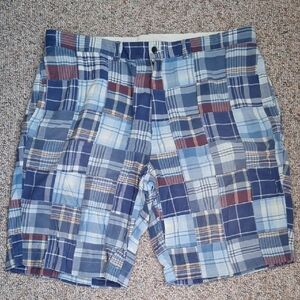 Polo Blue Plaid Patchwork Shorts